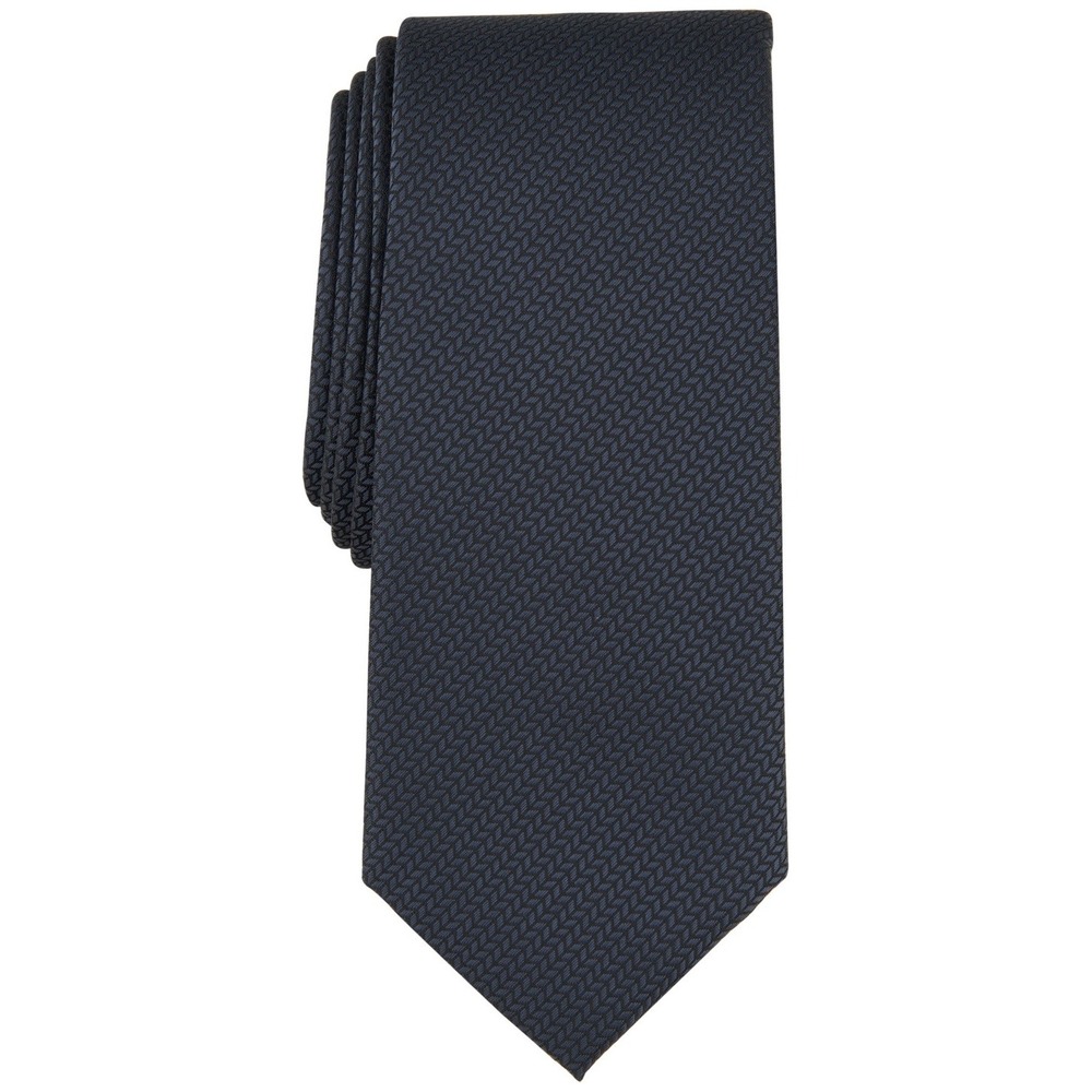 Alfani‎ Tie Mens Julian Black Necktie Textured Herringbone One Size NWT